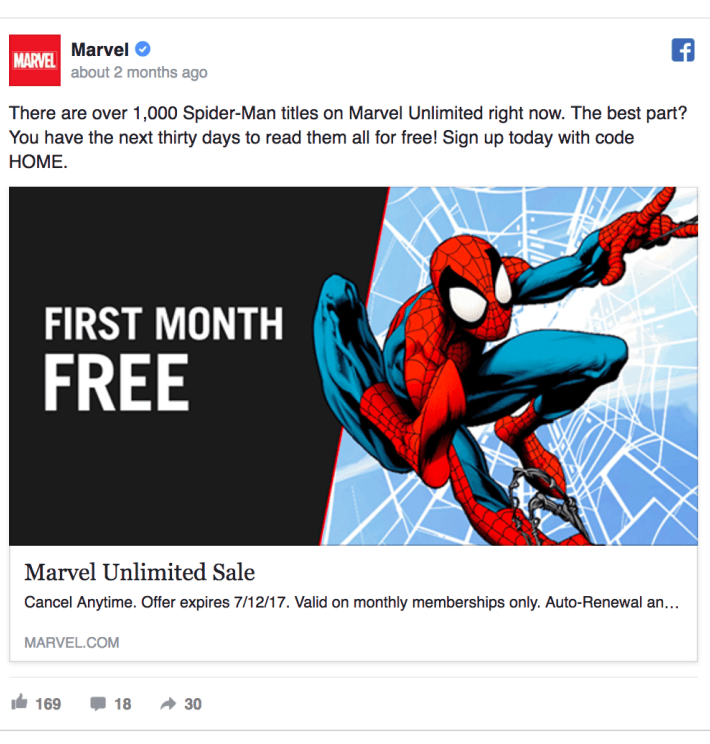 Marvel ad