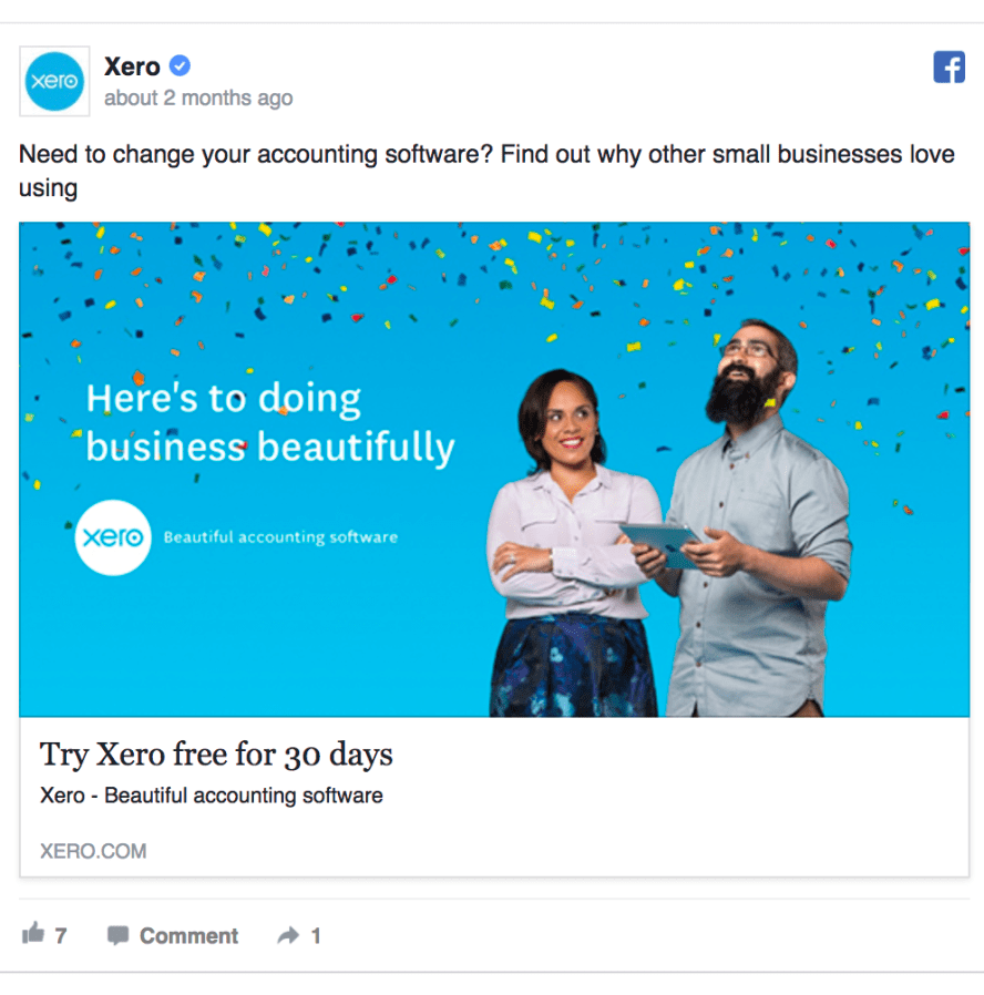 Xero facebook ad